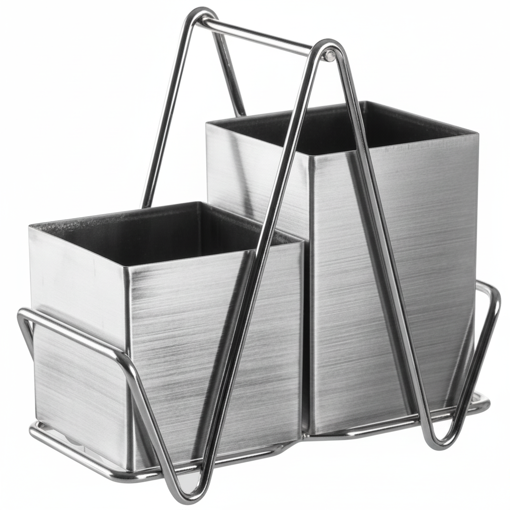 Stainless Steel 2 Compartment Silver Cutlery Caddy
