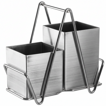 Stainless Steel 2 Compartment Silver Cutlery Caddy