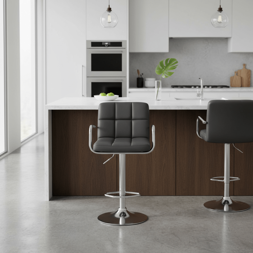 Starz Grey Leather Effect Bar Chair