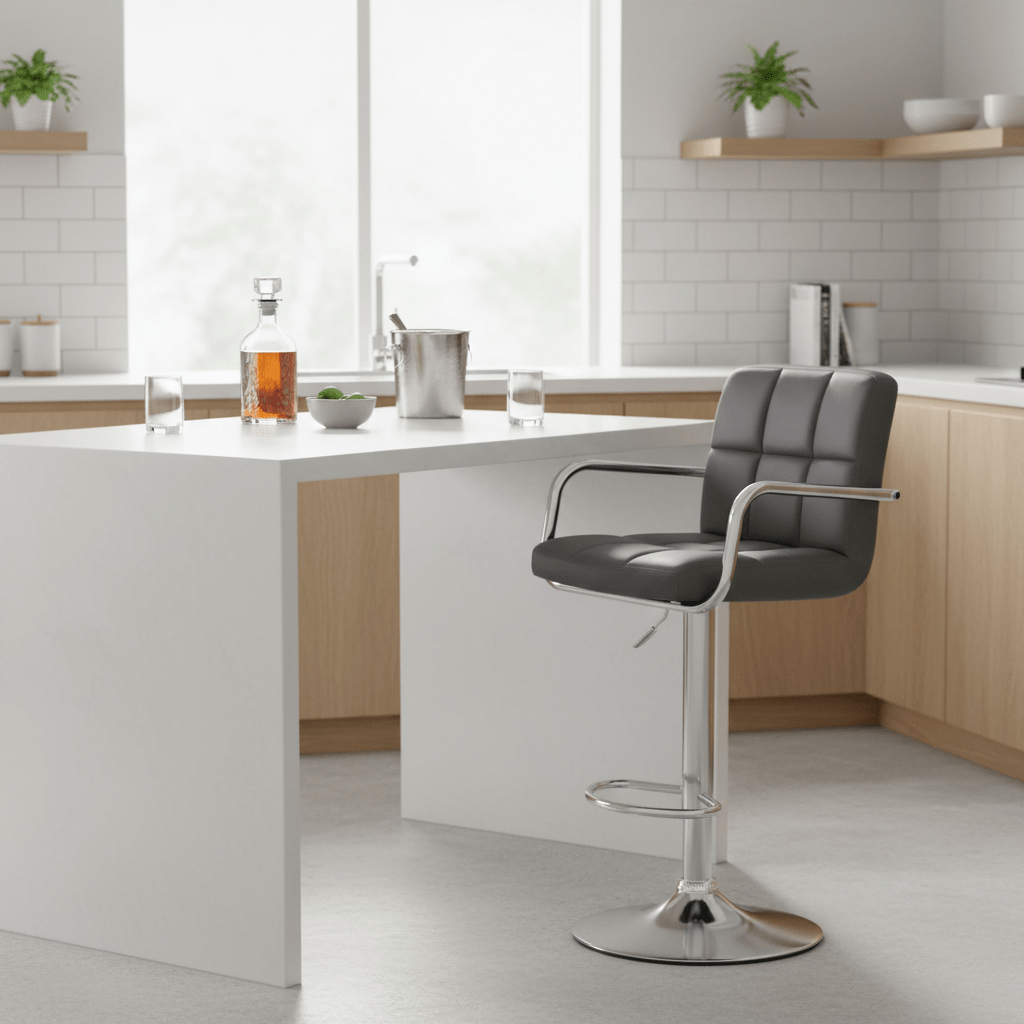 Starz Grey Leather Effect Bar Chair