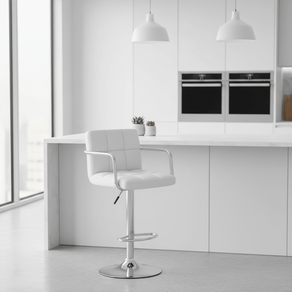 Starz White Leather Effect Bar Chair