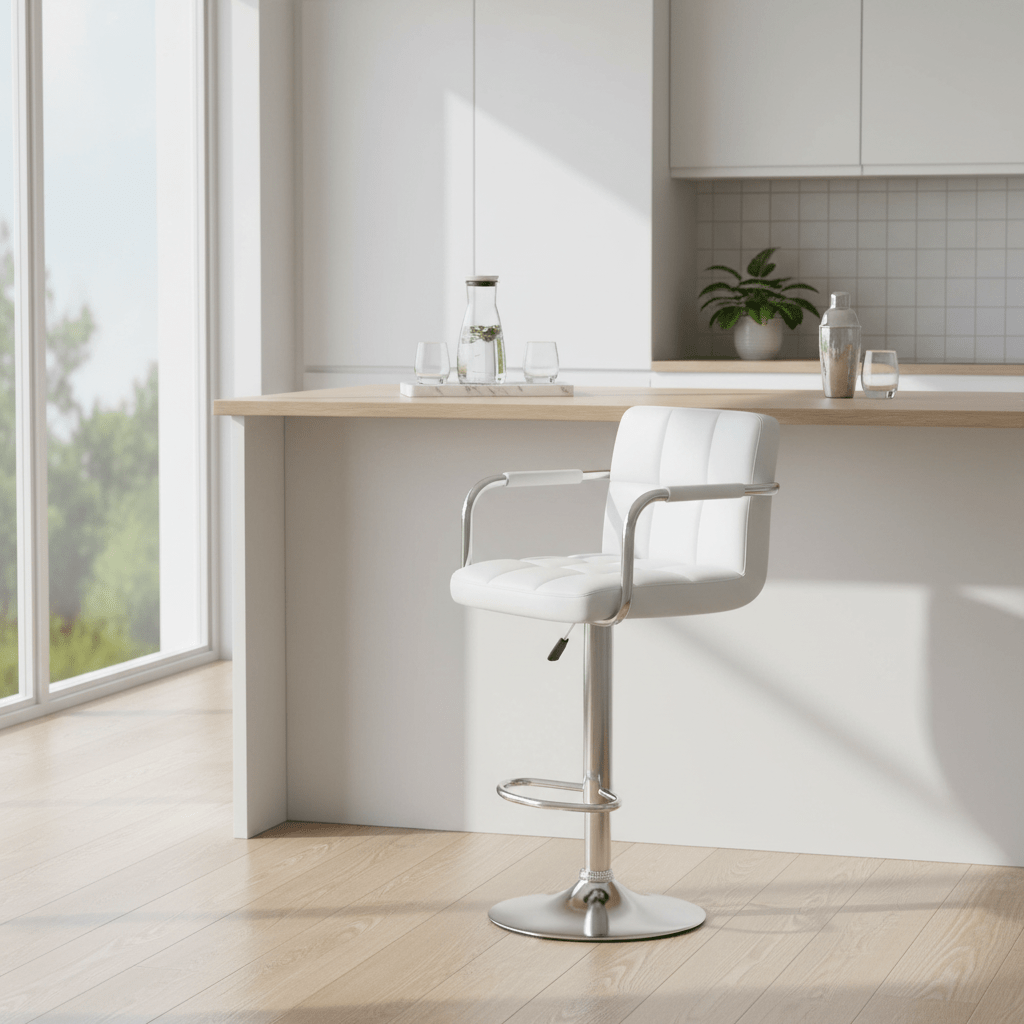 Starz White Leather Effect Bar Chair