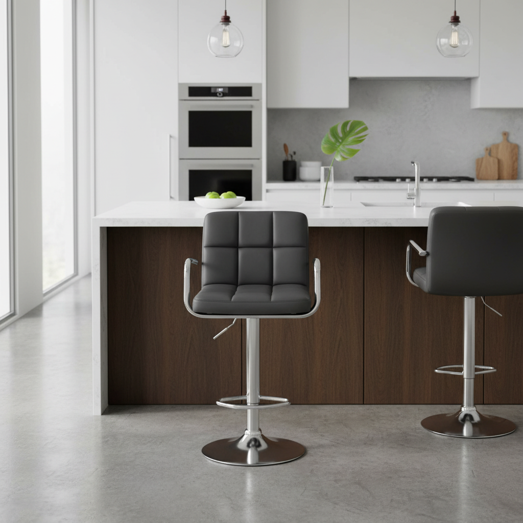 Starz Grey Leather Effect Bar Chair