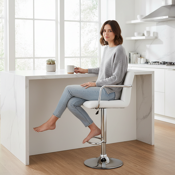 Starz White Leather Effect Bar Chair