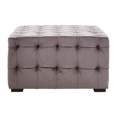 Stella Grey Velvet Button Tufted Stool