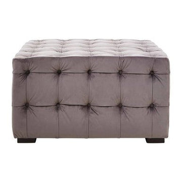 Stella Grey Velvet Button Tufted Stool