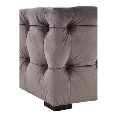Stella Grey Velvet Button Tufted Stool