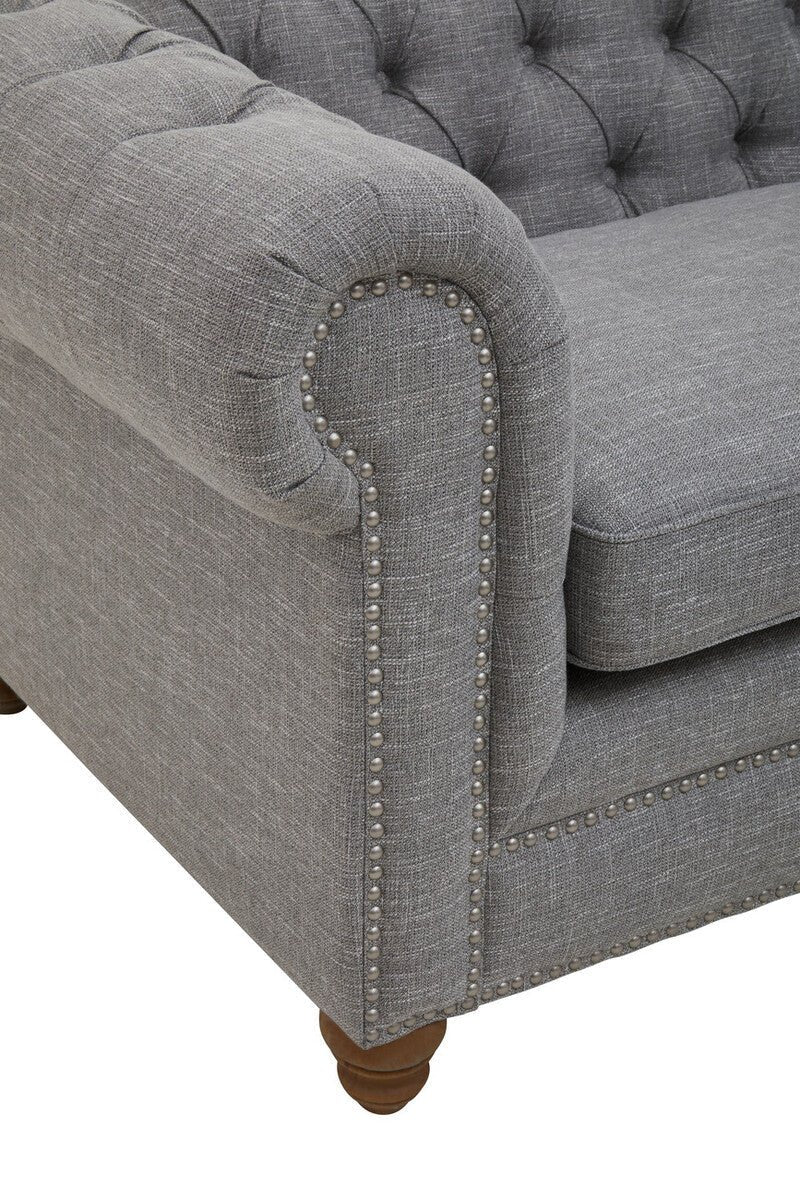 Stella Three Seat Grey Linen Sofa
