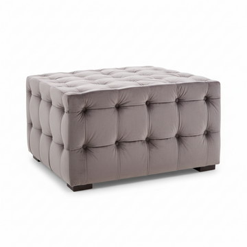 Stella Grey Velvet Button Tufted Stool