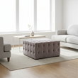 Stella Grey Velvet Button Tufted Stool