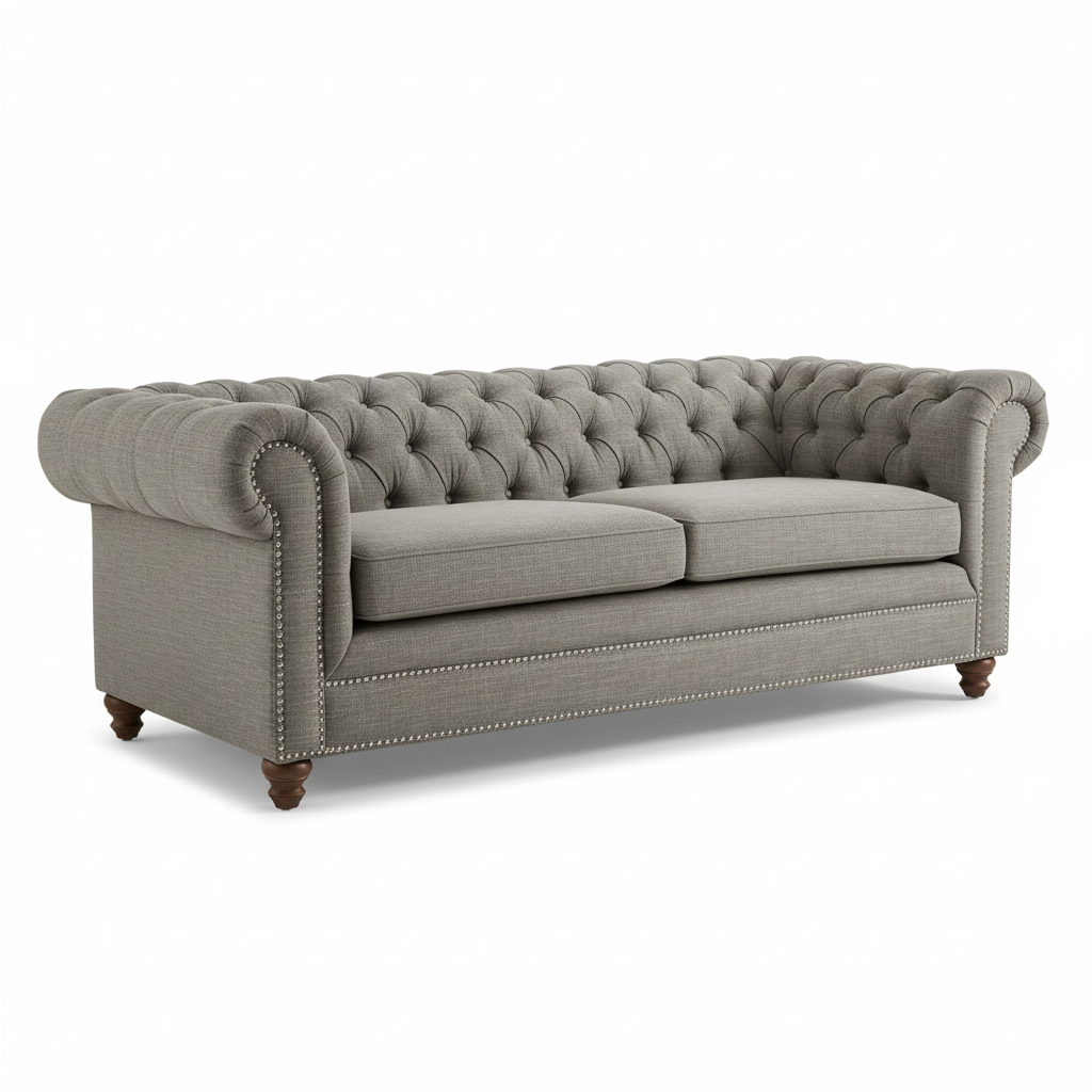 Stella Three Seat Grey Linen Sofa