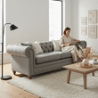Stella Three Seat Grey Linen Sofa