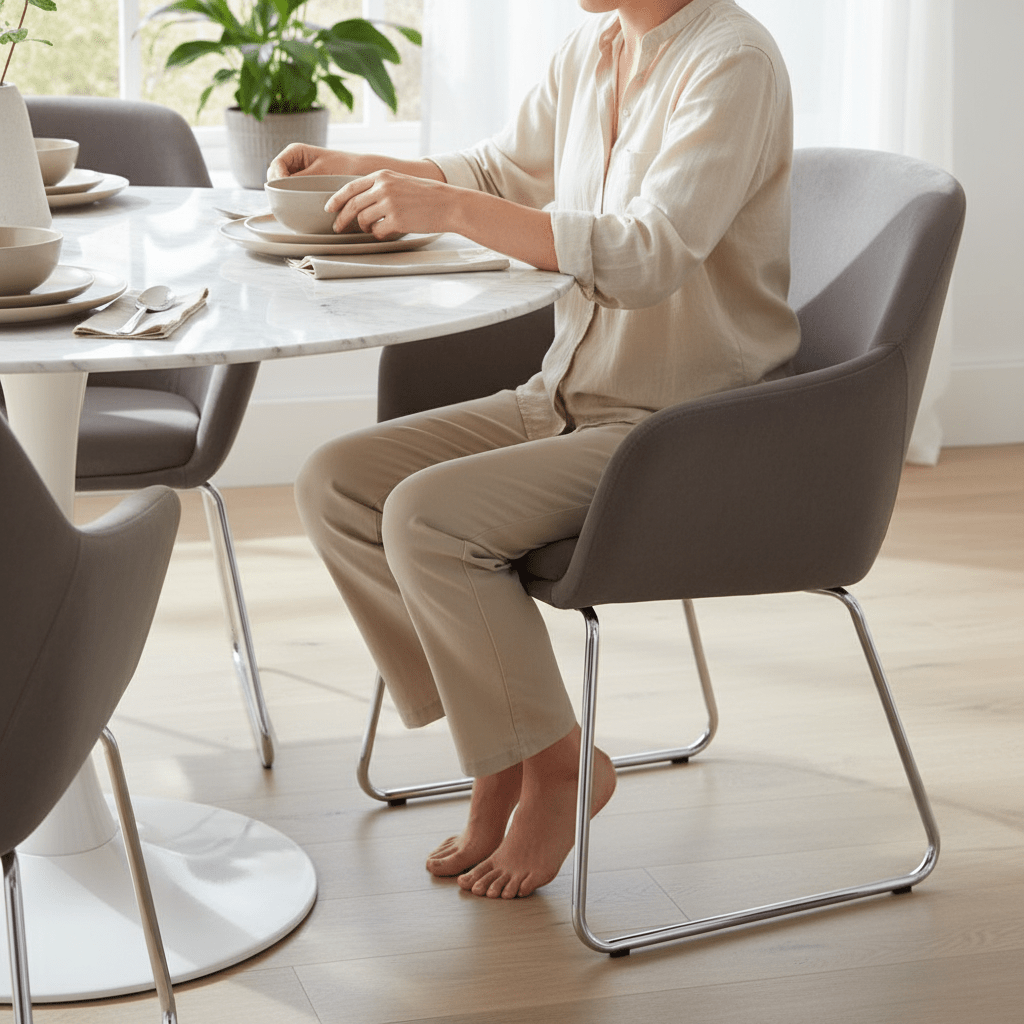 Stockholm Grey Velvet Dining Chair with Chrome Legs
