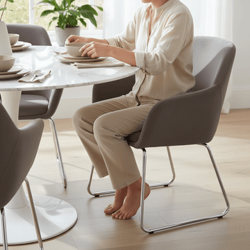 Stockholm Grey Velvet Dining Chair with Chrome Legs