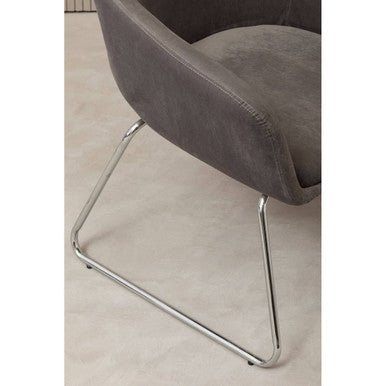 Stockholm Grey Velvet Dining Chair with Chrome Legs