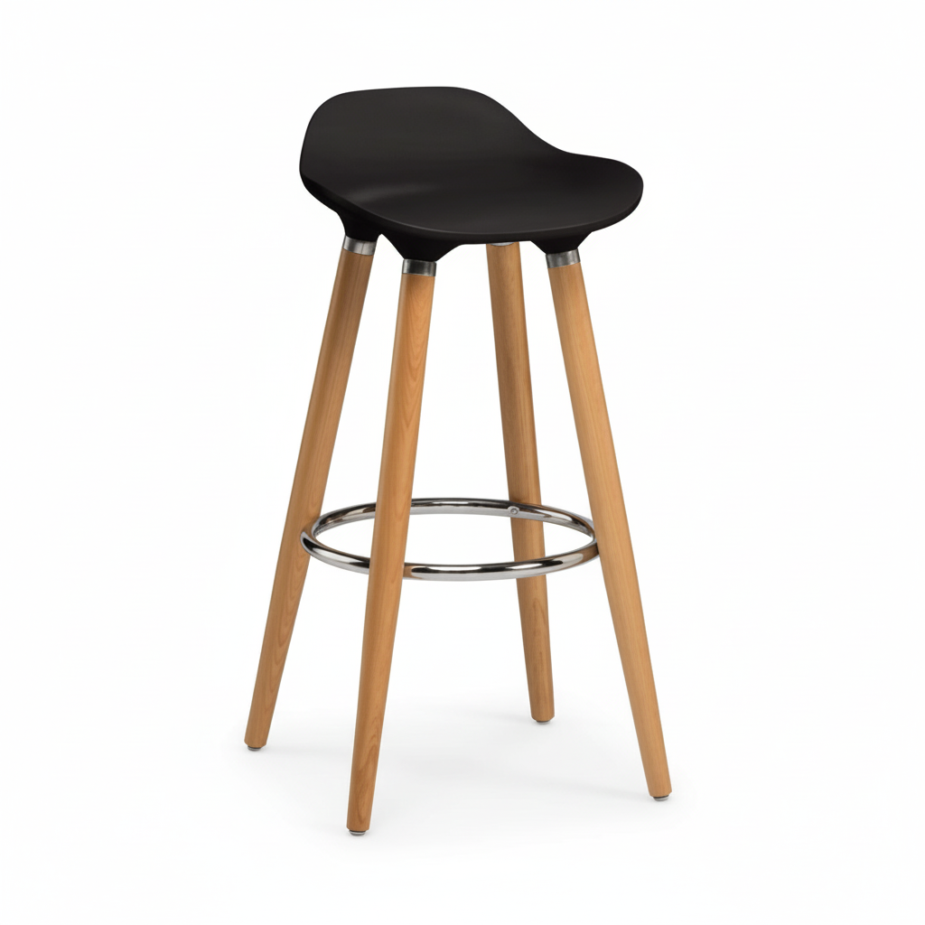 Stockholm Black Abs Beech Wood Bar Stool