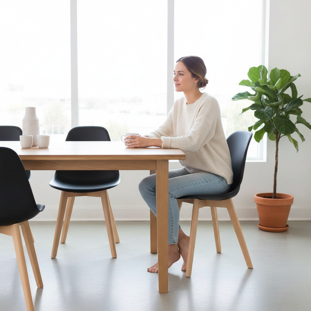 Stockholm Black Chair With Beech Wood Legs