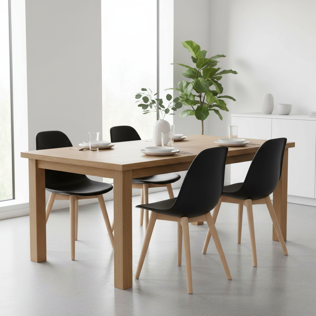 Stockholm Black Chair With Beech Wood Legs