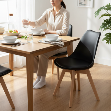 Stockholm Black Chair With Cushion And Beech Wood Legs