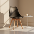 Stockholm Black Chair With Cushion And Beech Wood Legs