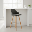 Stockholm Grey Faux Leather Bar Stool with Beechwood Legs