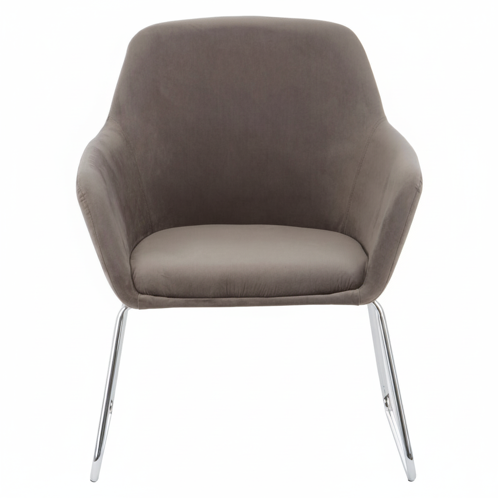 Stockholm Grey Velvet Dining Chair with Chrome Legs