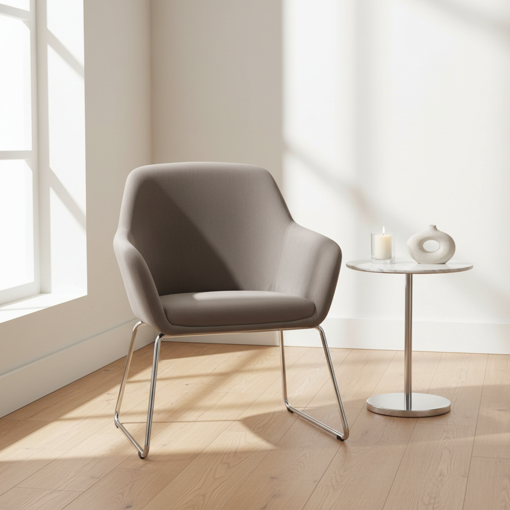 Stockholm Grey Velvet Dining Chair with Chrome Legs