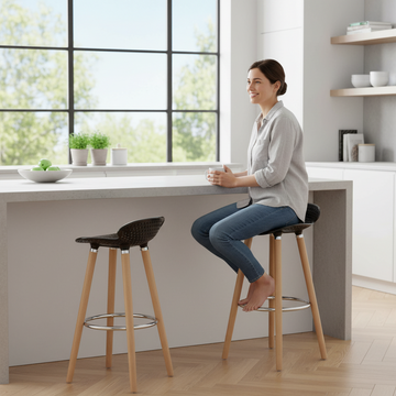 Stockholm Matte Black Bar Stool