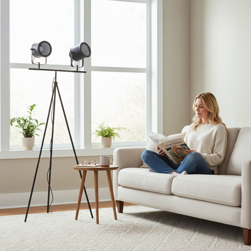 Stockholm Two Spotlight Matte Black Tripod Floor Lamp