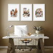 Study Room Wall Decor Autumn Paris Watercolour wall art — Louvre, Eiffel Tower & Montmartre displayed on a wall in a styled room — view 4