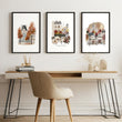 Study Room Wall Decor Autumn Paris Watercolour wall art — Louvre, Eiffel Tower & Montmartre displayed on a wall in a styled room — view 5