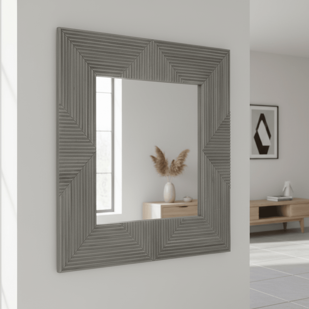 Suar Grey Wash Mango Wood Wall Mirror