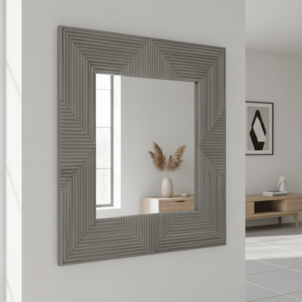 Suar Grey Wash Mango Wood Wall Mirror