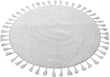 Super Soft Absorbent Non - Slip Round Tasselled Bath Mat 100% Cotton Bathroom Rug in Duck Egg Grey Natural and White