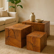 Surak Set of 3 Teak Side Tables and Stools