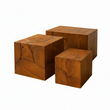Surak Set of 3 Teak Side Tables and Stools