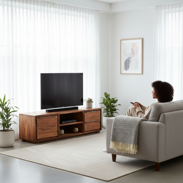 Surati One Door Sheesham And Acacia Wood Media Unit