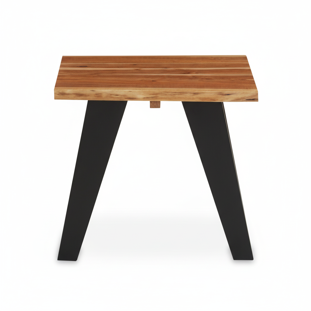 Surax Acacia Wood And Looped Iron Base Side Table