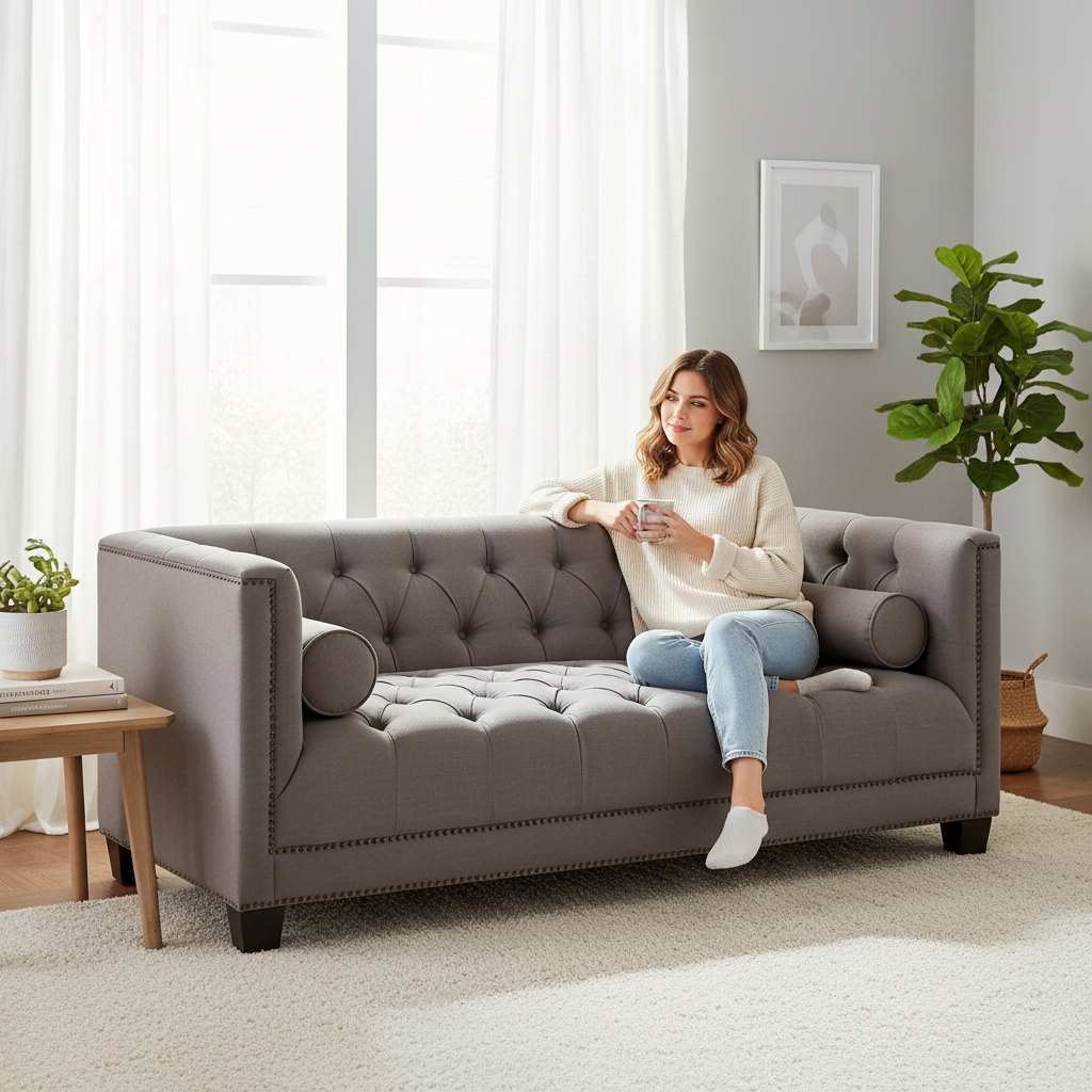 Surina 2 Seat Grey Fabric Sofa