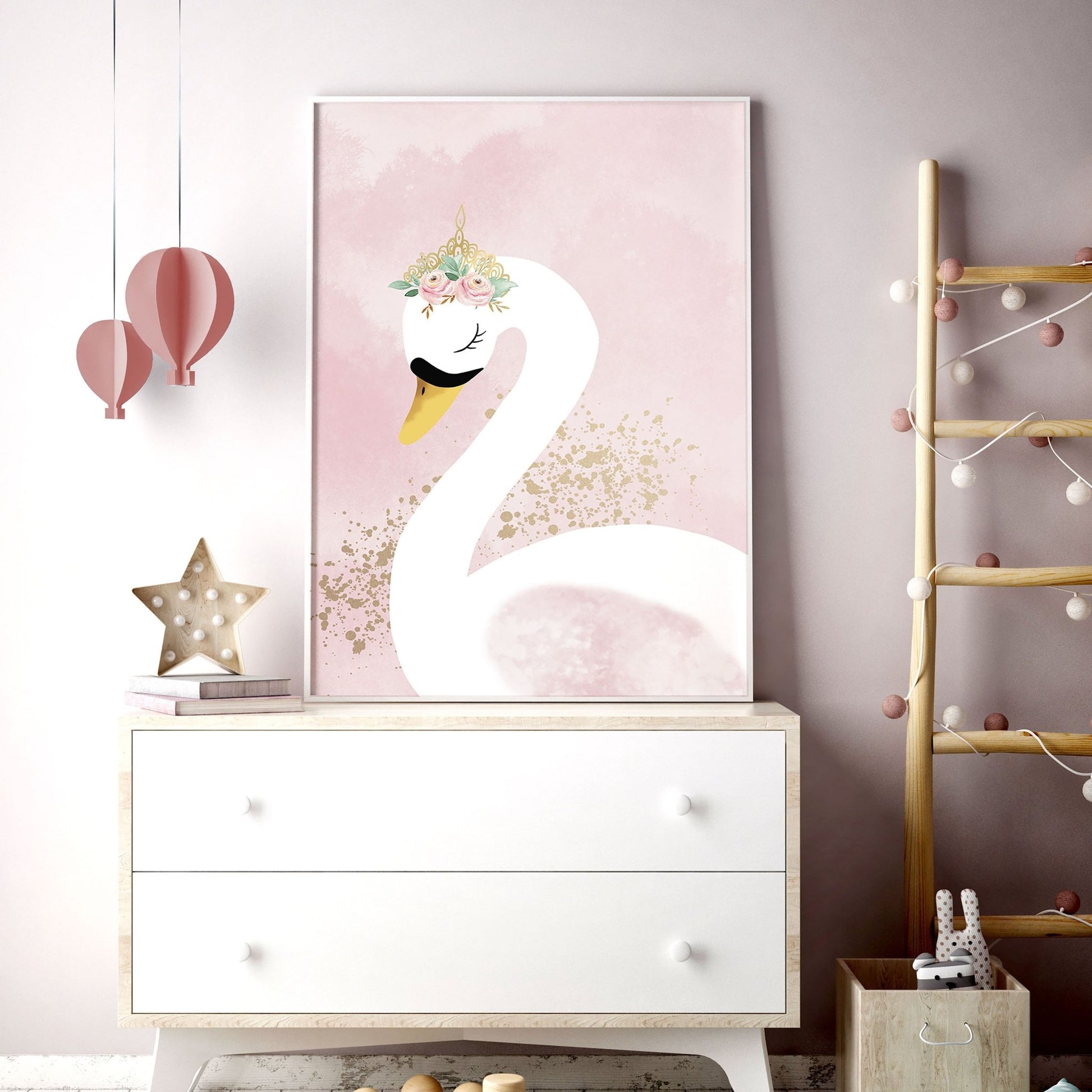 Swan Nursery wall decor | set of 3 wall art prints