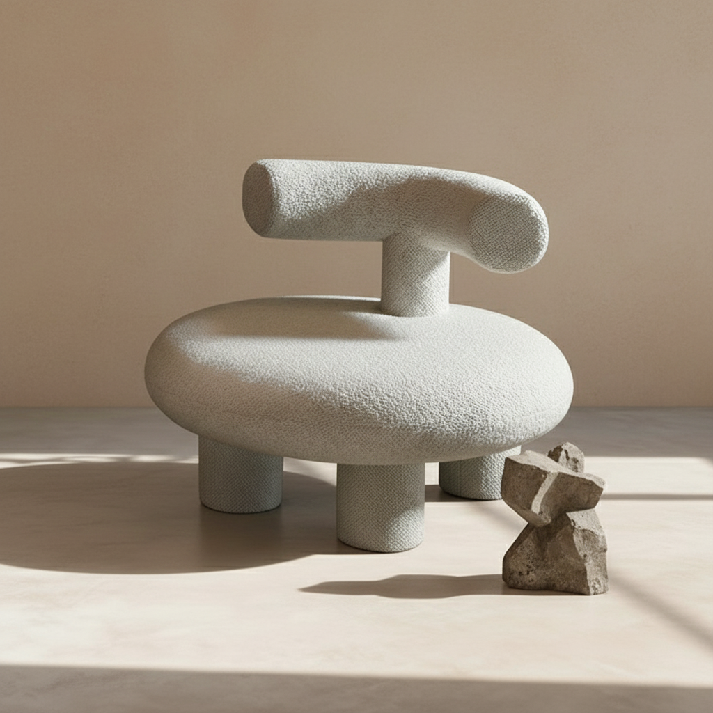 T Shapte Sheep Armchair, Cashmere wool
