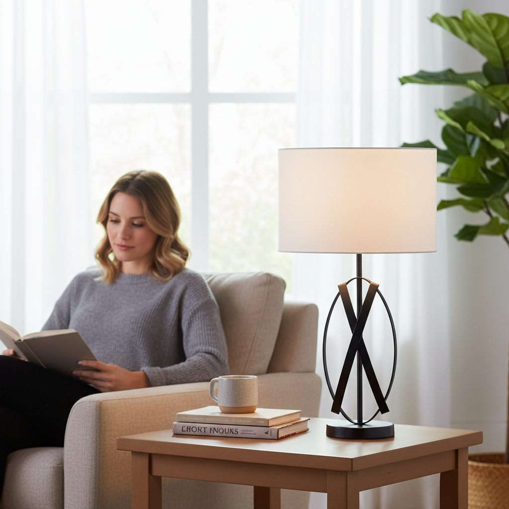Zaina Black Cross Table Lamp