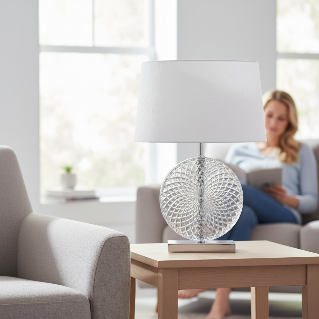 Zarni Glass And Brushed Chrome Table Lamp