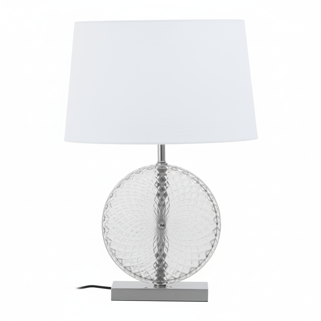 Zarni Glass And Brushed Chrome Table Lamp