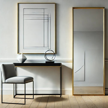 Takara - Full Length Leaner Gold Metal Rectangle Mirror - 160cm x 60cm