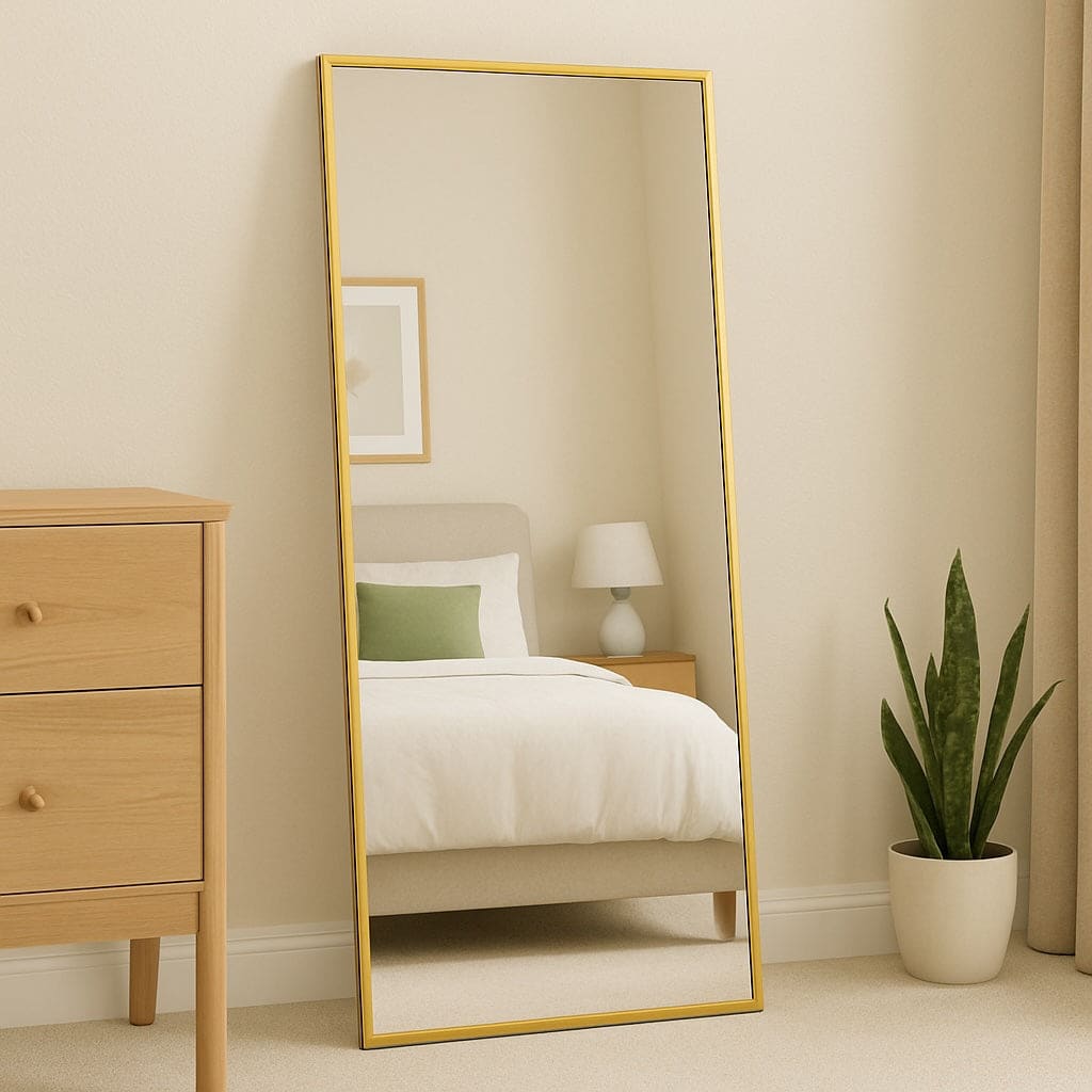 Takara - Full Length Leaner Gold Metal Rectangle Mirror - 180cm x 90cm