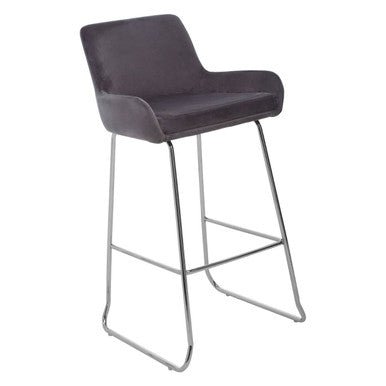 Tamzin Grey Velvet Bar Chair With Low Arms