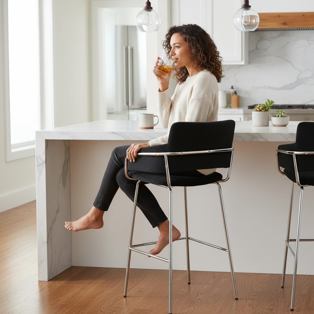 Tamzin Black Velvet Bar Chair