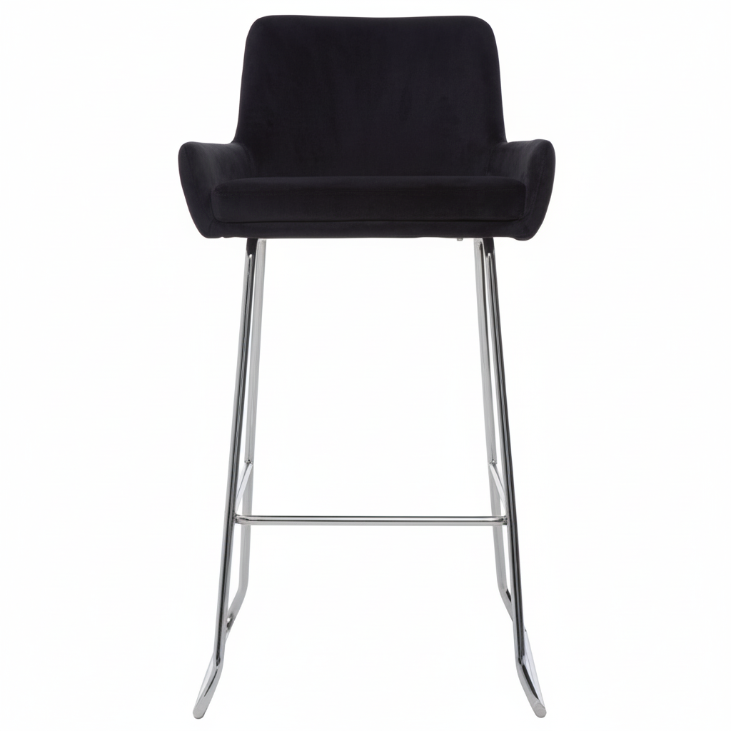 Tamzin Black Velvet Bar Chair With Low Arms