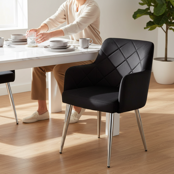 Tamzin Black Velvet Splayed Dining Chair